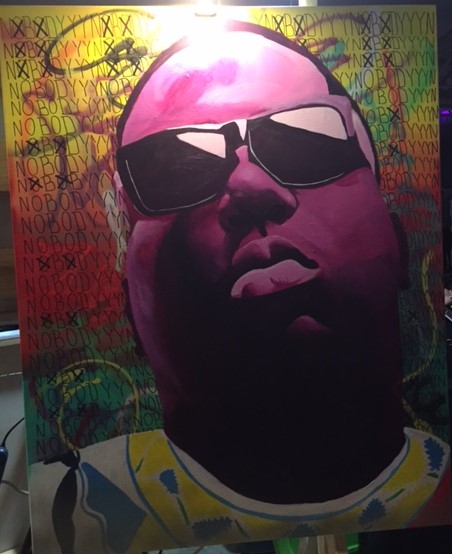 The Notorious B.I.G. from the "Young and Ambitious" series by Nobodyyy the Dallas Observer's Artopia 2016 (Image by LoudPen)