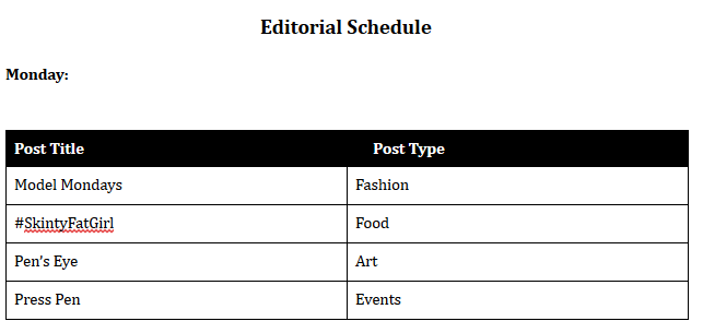 de la Pen...All Pen Everything Editorial Schedule (Created by The InkSpot)