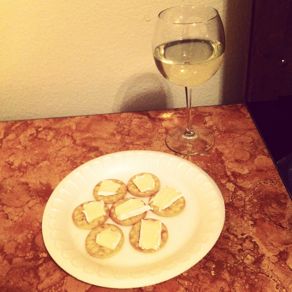 Sweet & Sassy Moscato by Middle Sister Wine with brie and crackers