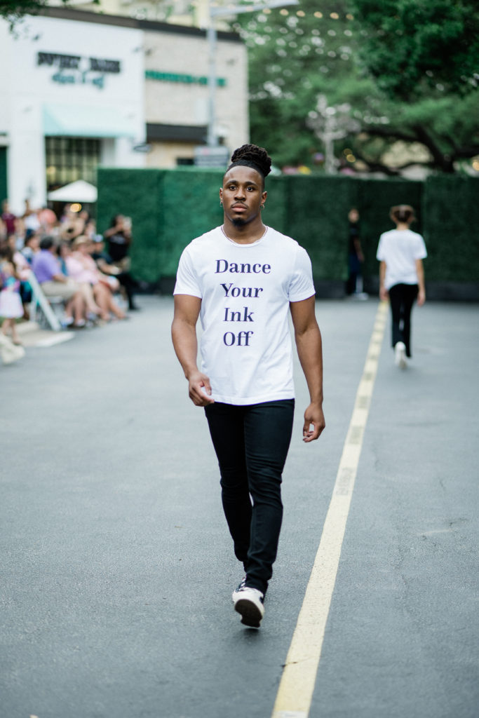 Julani Hopkins in Pennies & Pens Spring/Summer 2022 at Austin Fashion Week. Image by Todd White