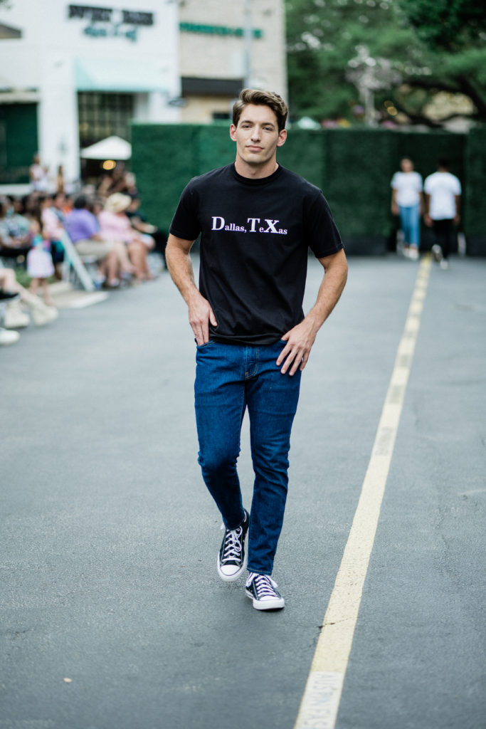 Tyler Visagie in Pennies & Pens Spring/Summer 2022 at Austin Fashion Week. Image by Todd White