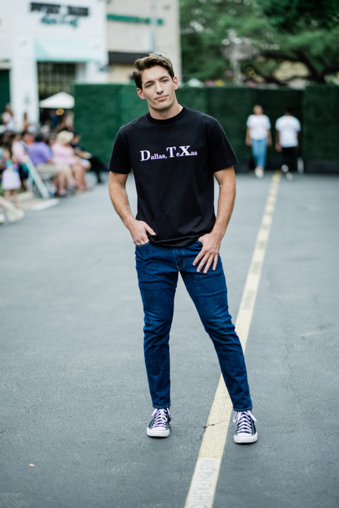 Tyler Visagie in Pennies & Pens Spring/Summer 2022 at Austin Fashion Week. Image by Todd White