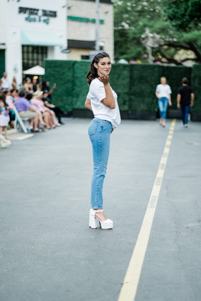Caroline Adams in Pennies & Pens Spring/Summer 2022 at Austin Fashion Week. Image by Todd White