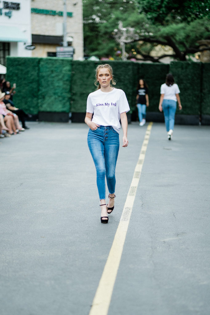 Gandenae Larson in Pennies & Pens Spring/Summer 2022 at Austin Fashion Week. Image by Todd White
