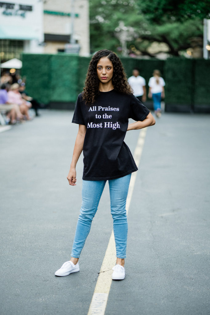 Daisha Hall in Pennies & Pens Spring/Summer 2022 at Austin Fashion Week. Image by Todd White