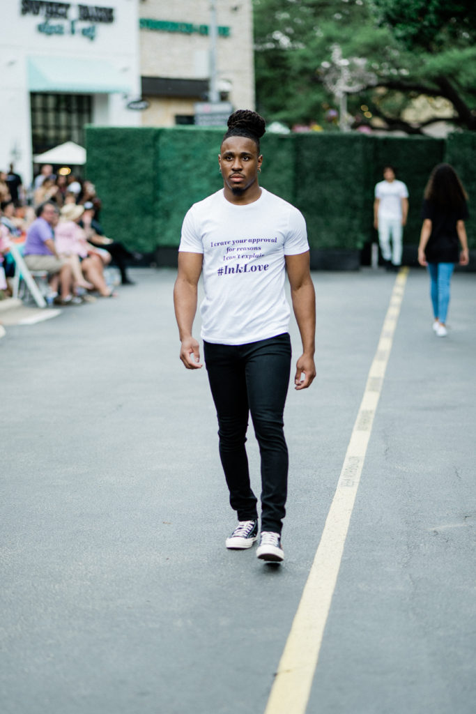 Julani Hopkins in Pennies & Pens Spring/Summer 2022 at Austin Fashion Week. Image by Todd White
