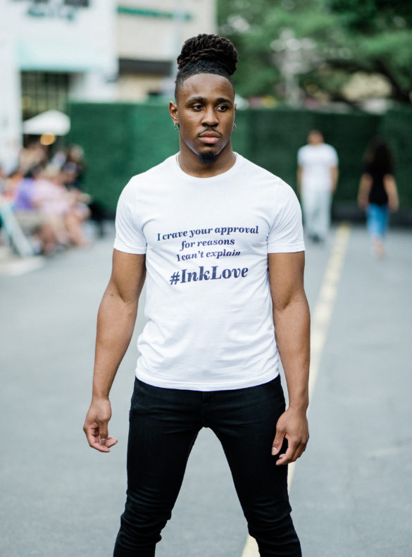 Jelani Hopkins in Pennies & Pens Spring/Summer 2022 at Austin Fashion Week. Image by Todd White