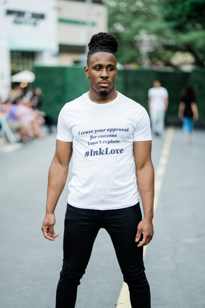 Jelani Hopkins in Pennies & Pens Spring/Summer 2022 at Austin Fashion Week. Image by Todd White