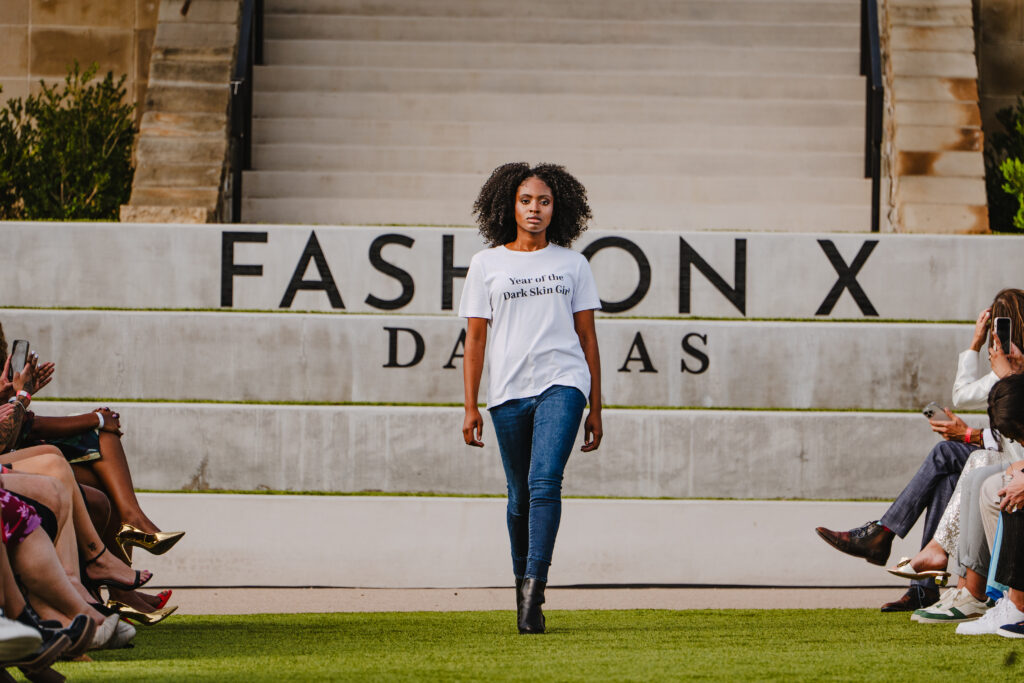 Blanche Beohon wears Pennies & Pens Year of the Dark Skin Girl at Fashion X Dallas. Image by Jamie House. 