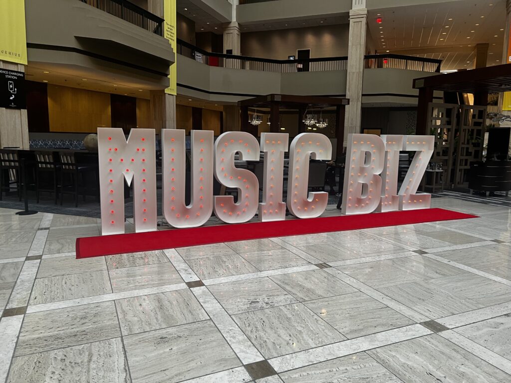 Music Biz 2026 conference sign